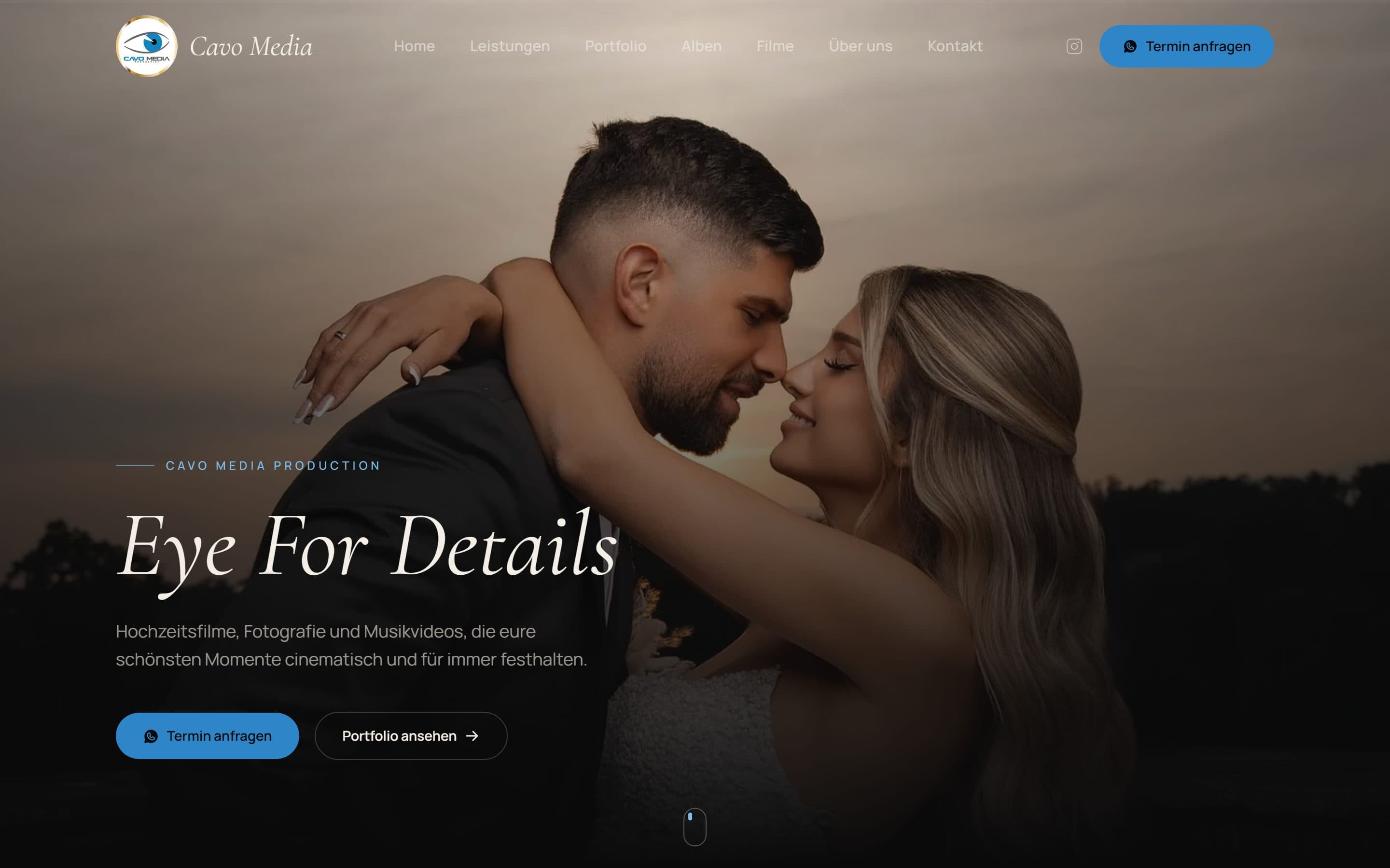 Startseite der Website Cavo Media