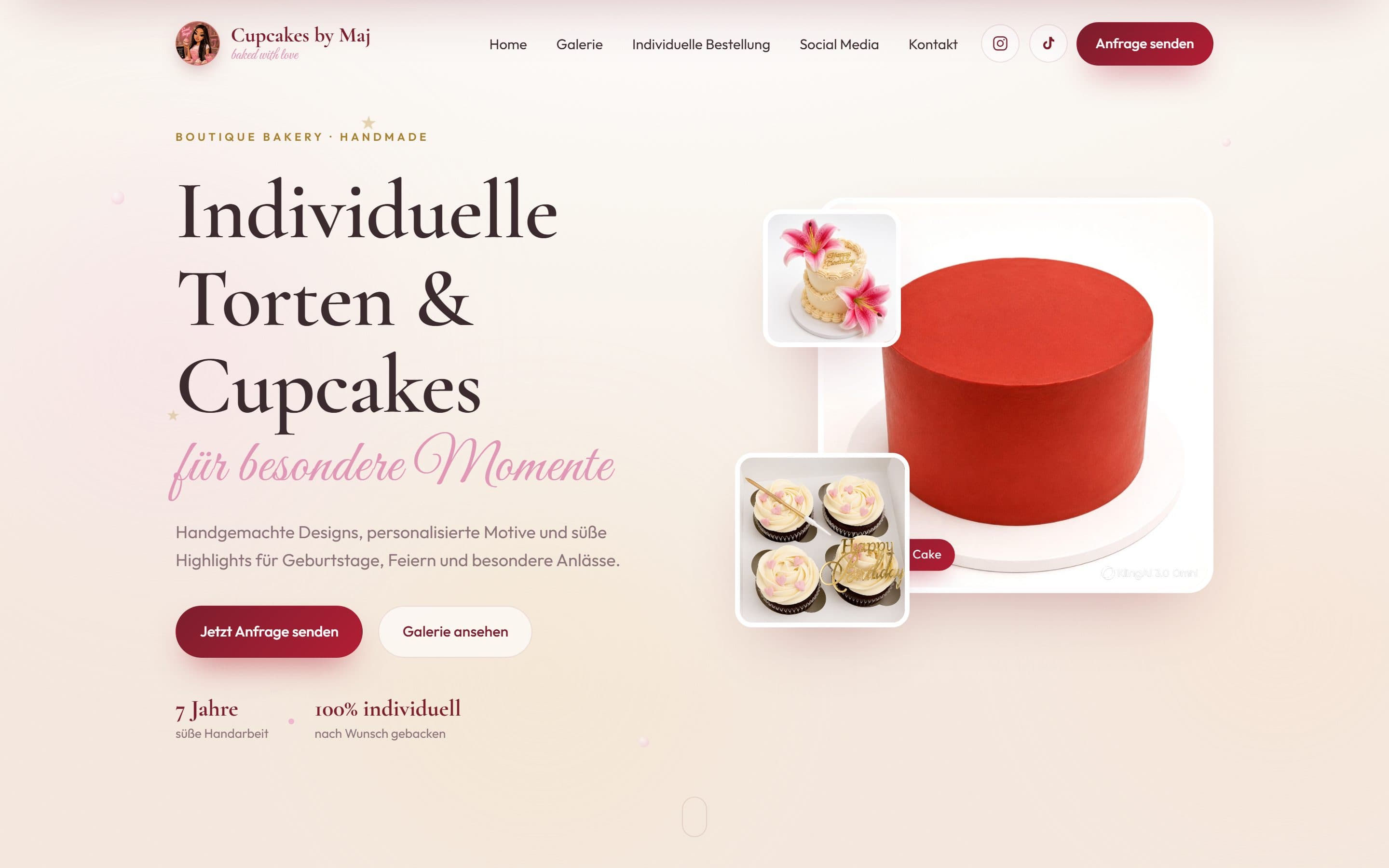 Startseite der Website Cupcakes by Maj